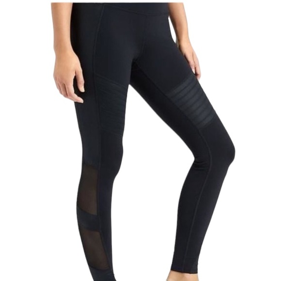 Athleta Pants - Athleta High Rise Powerful Gleam Black Tight Moto High Rise Leggings XS